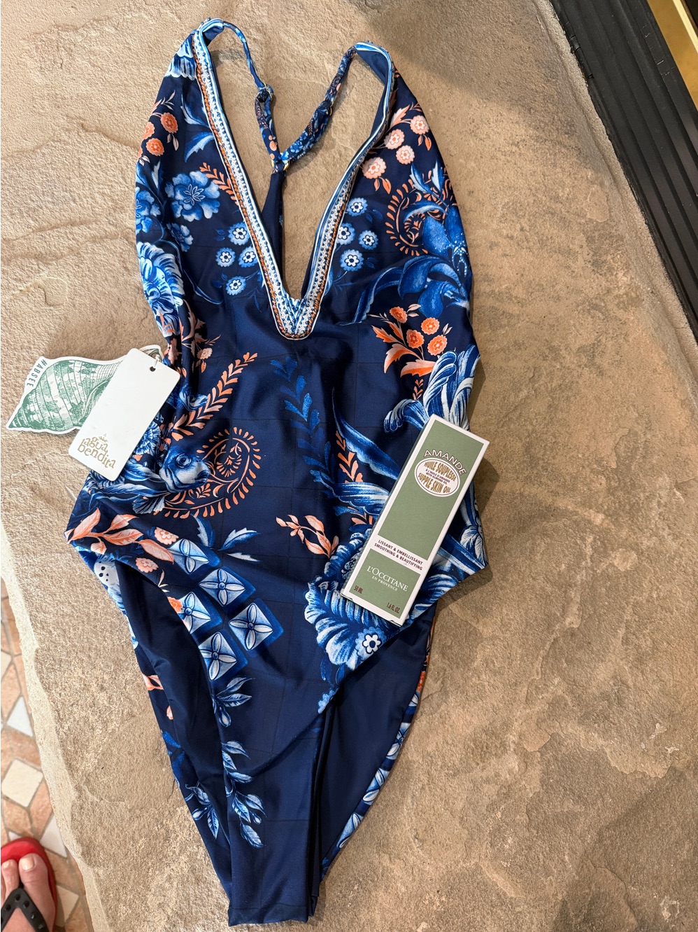 Swimsuit One-Piece In Navy Floral By Unknown Brand